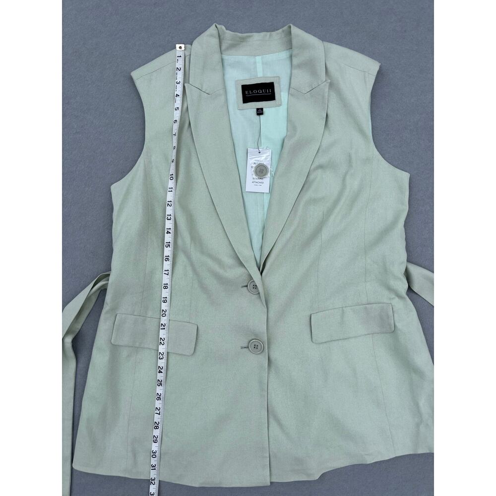 NWT Eloquii Women's Sage green‎ longline belted vest size 14 Linen Rayon blend - Picture 6 of 8